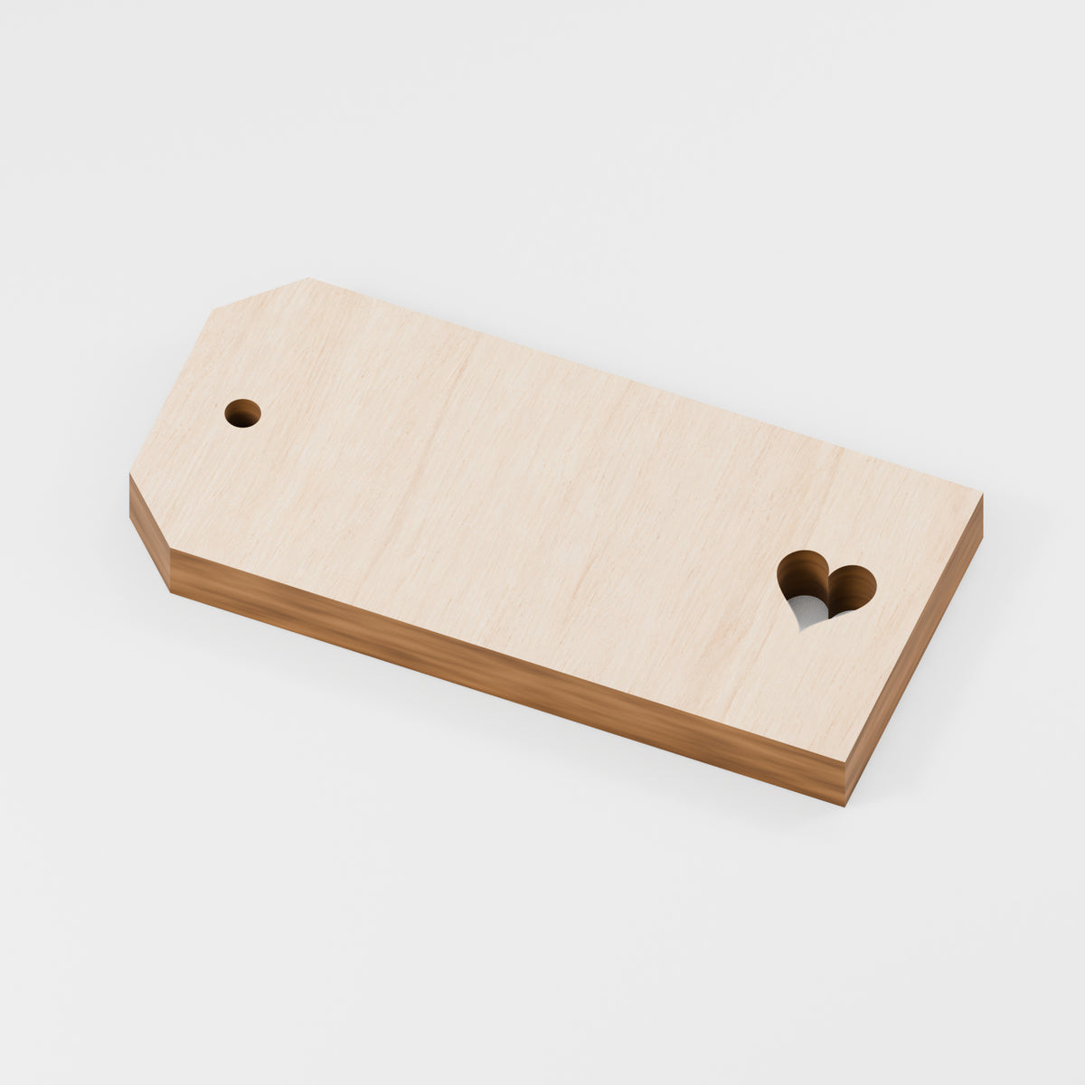 Heart Cut-out Gift Tags — Plywood, 6 mm, 65 × 30 mm, 100