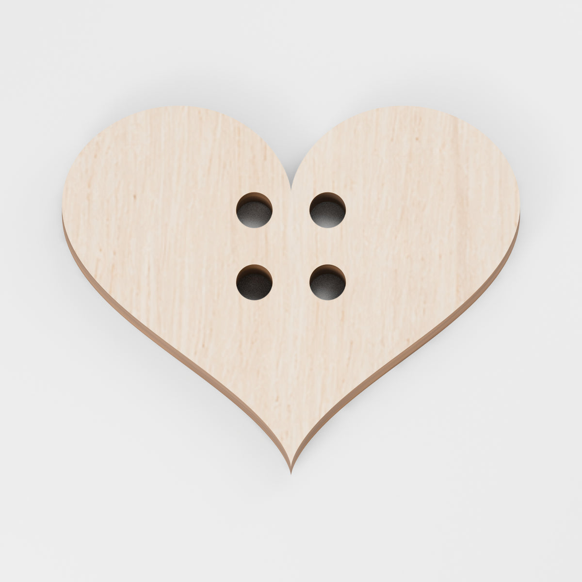 Heart Sewing Buttons — Plywood, 3 mm, 25 × 20 mm, 10