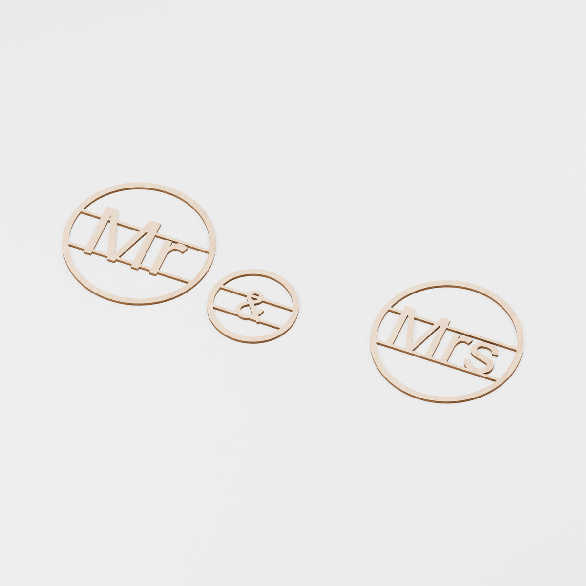 Mr & Mrs Wedding Hoops — Plywood, 6 mm, 250 × 250 mm