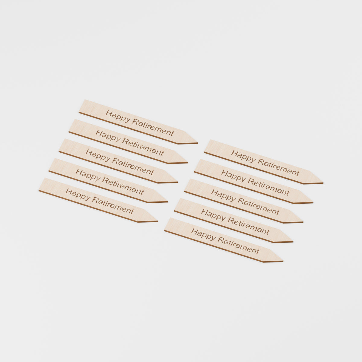 Engraved Plant Marker Sets — Happy Retirement, Plywood, 3 mm, 150 × 20 mm, 10