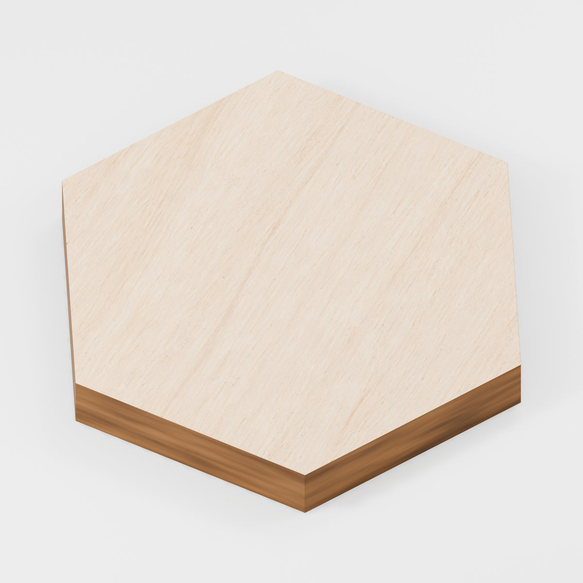 Hexagon Craft Blanks — Plywood, 6 mm, 50 × 43.301 mm, No holes, 25