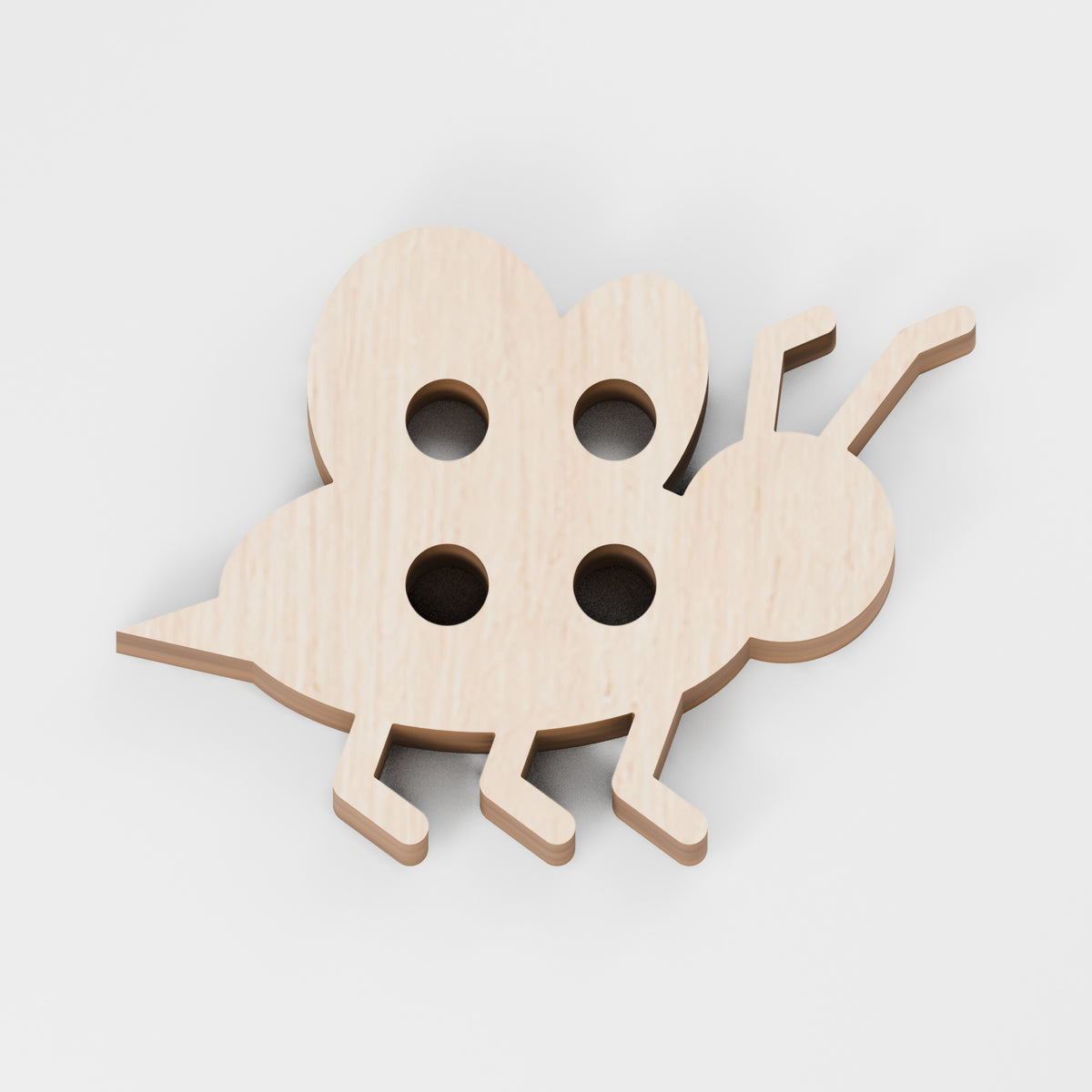 Bee Sewing Buttons — Plywood, 3 mm, 25 × 15 mm, 10