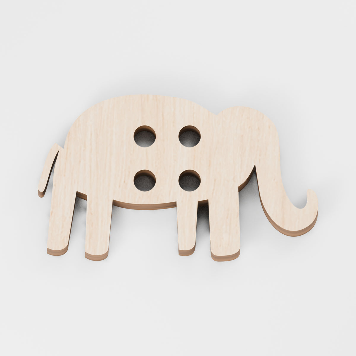Elephant Sewing Buttons — Plywood, 3 mm, 25 × 15 mm, 10