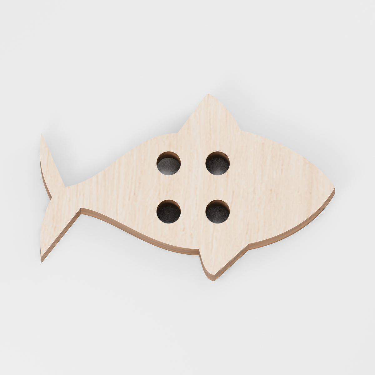 Fish Sewing Buttons — Plywood, 3 mm, 25 × 15 mm, 10