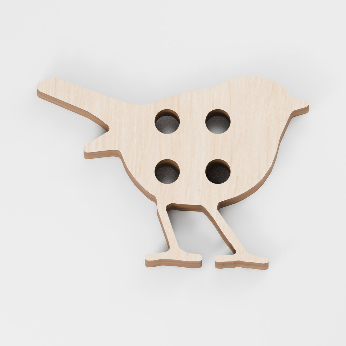 Bird Sewing Buttons — Plywood, 3 mm, 25 × 15 mm, 10