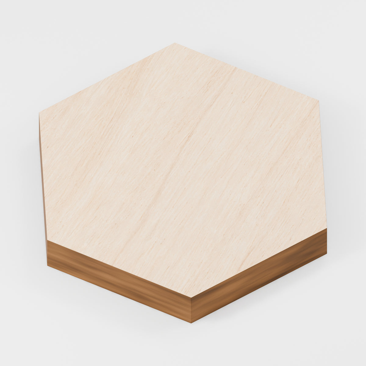 Hexagon Craft Blanks — Plywood, 6 mm, 46 × 40 mm, No holes, 100