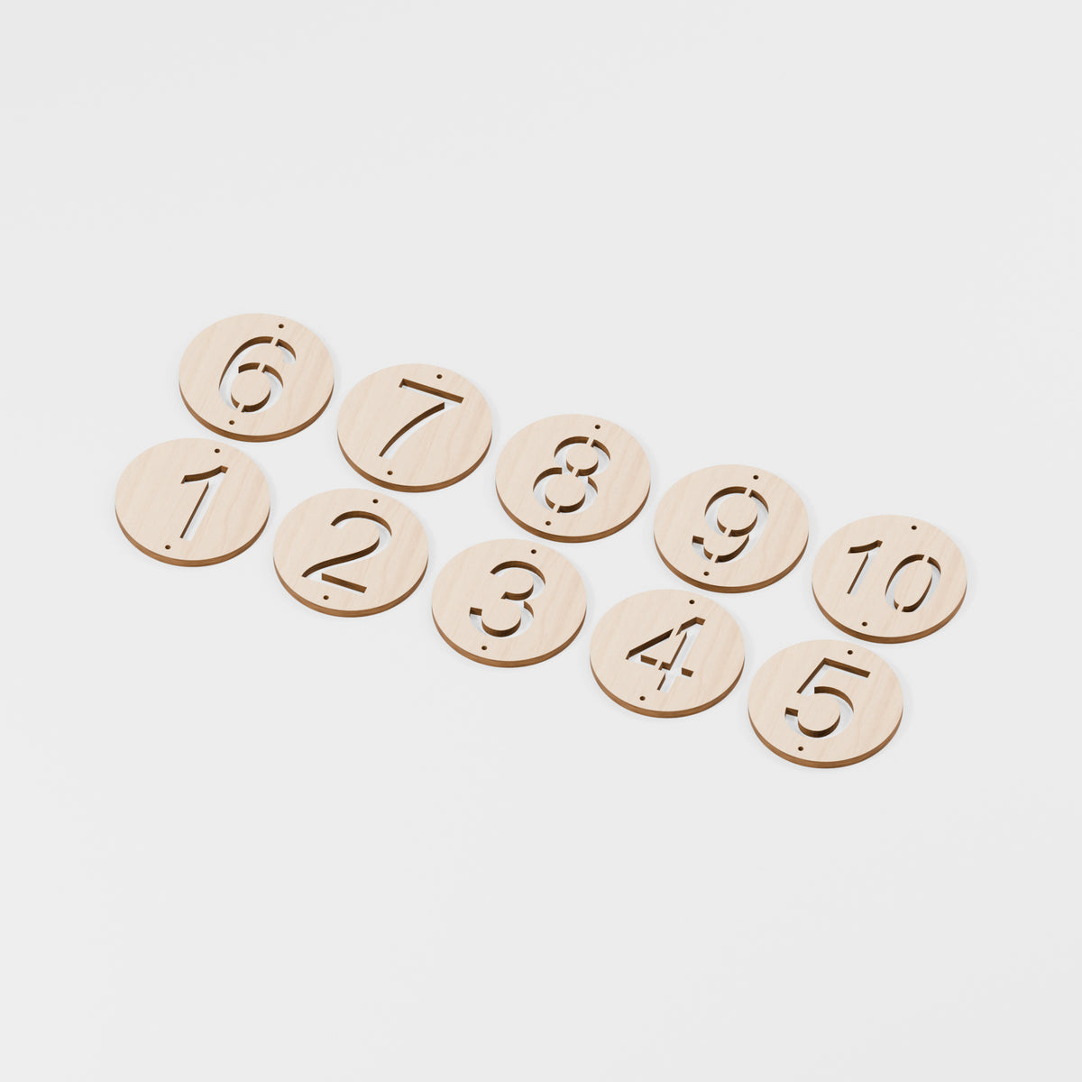 Beehive Number Plaques — Round plaques, Plywood, 6 mm, 80 × 80 mm, 10
