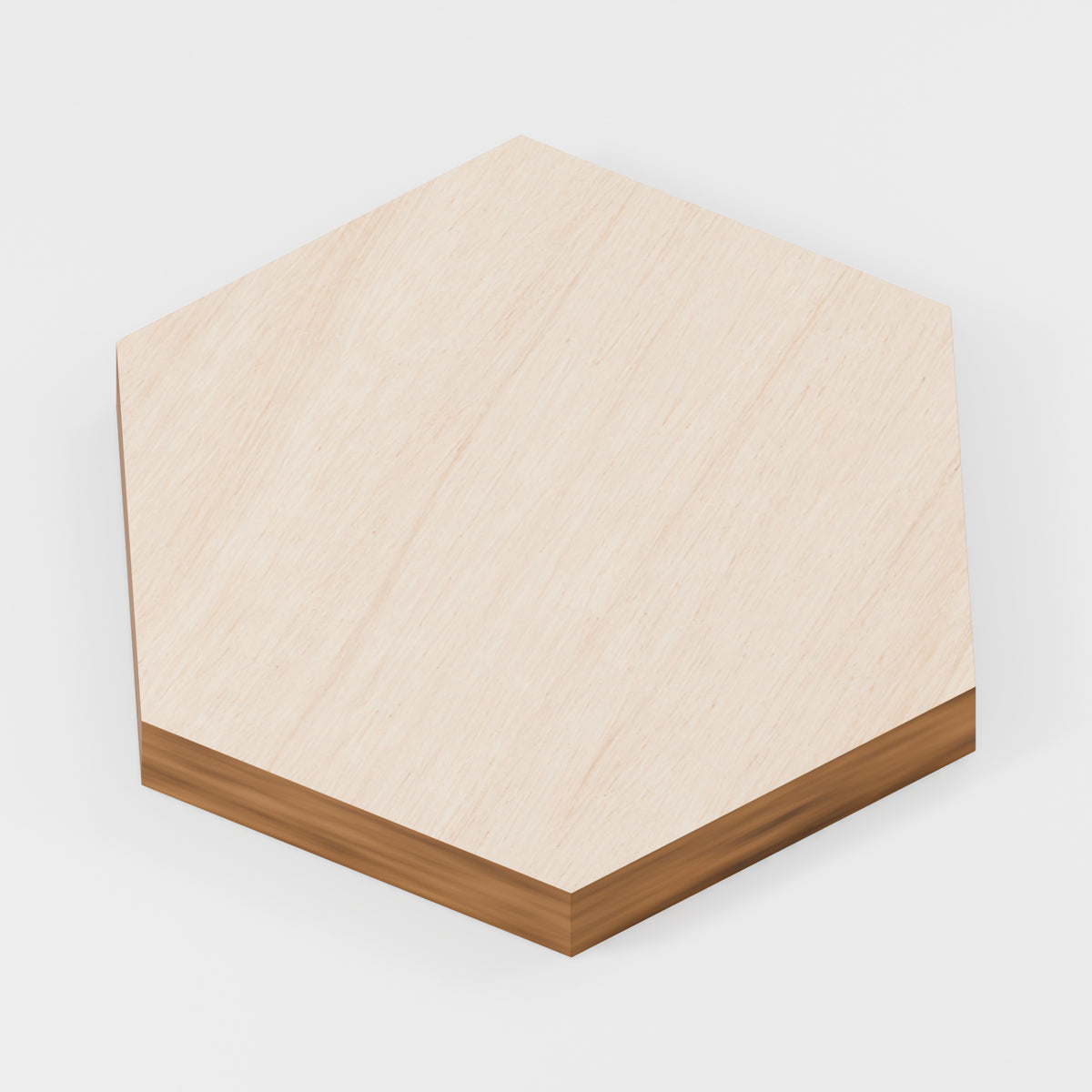 Hexagon Craft Blanks — Plywood, 6 mm, 55 × 47.631 mm, No holes, 100
