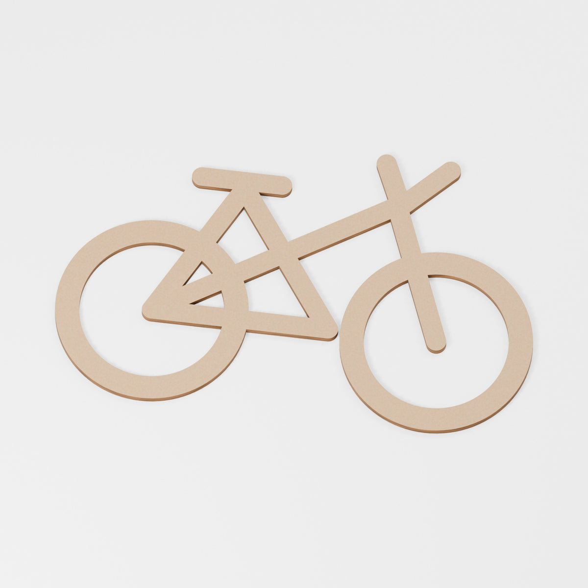 Bicycle Craft Blank — original 888 Cutout design in unfinished MDF; studio product visualisation