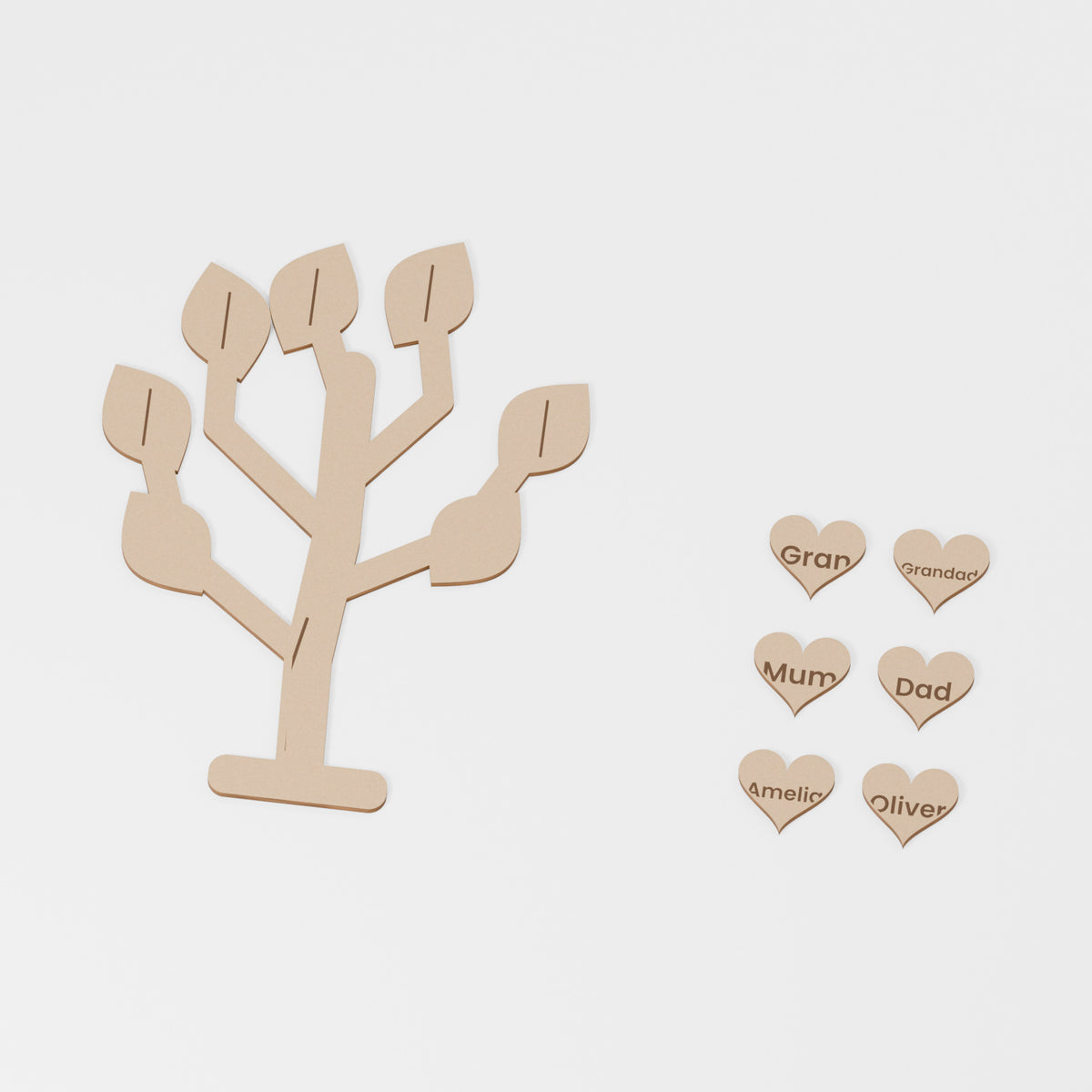 Family Tree Family Tree Kit — original 888 Cutout design in unfinished MDF; studio product visualisation