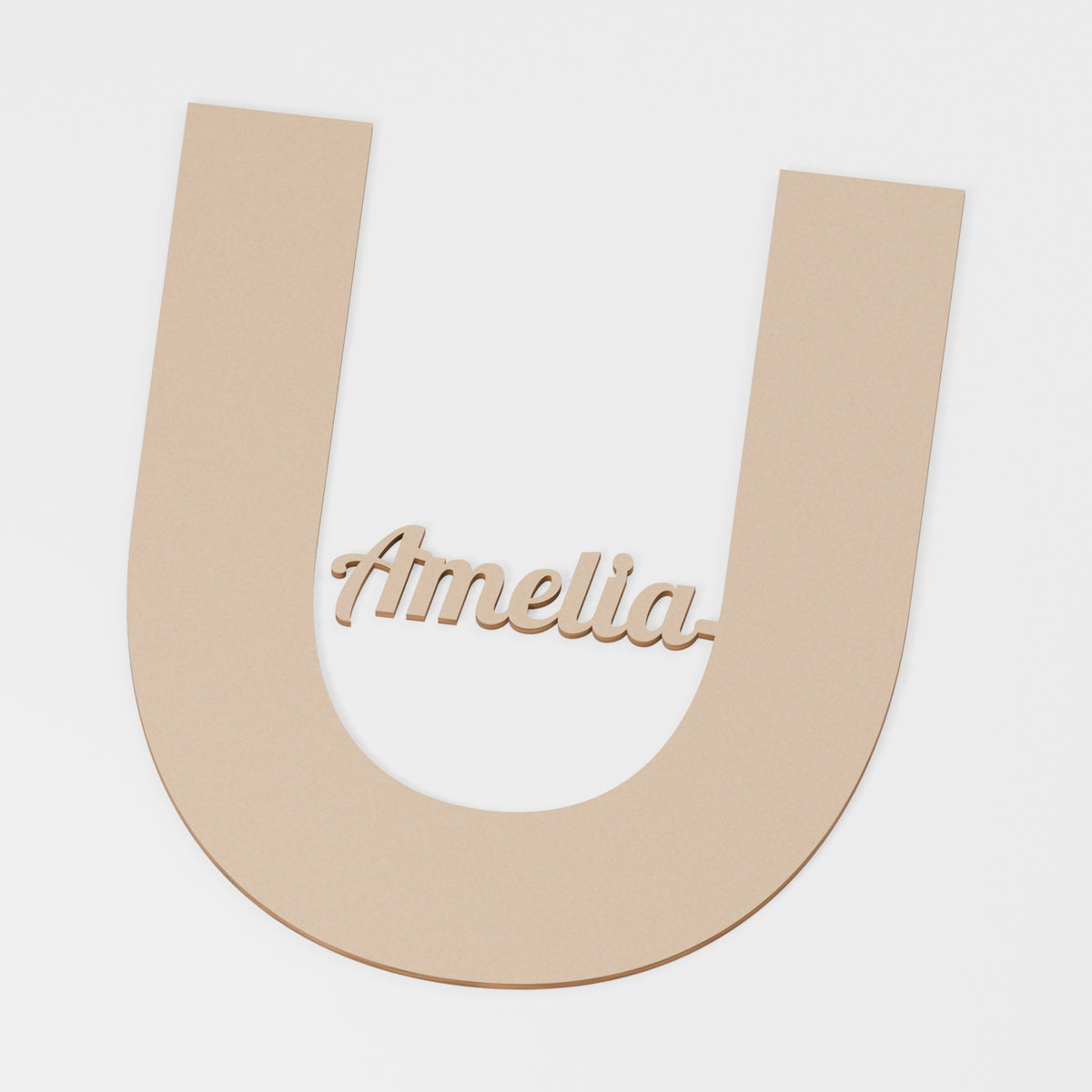 Horseshoe Personalised Decoration — original 888 Cutout design in unfinished MDF; studio product visualisation