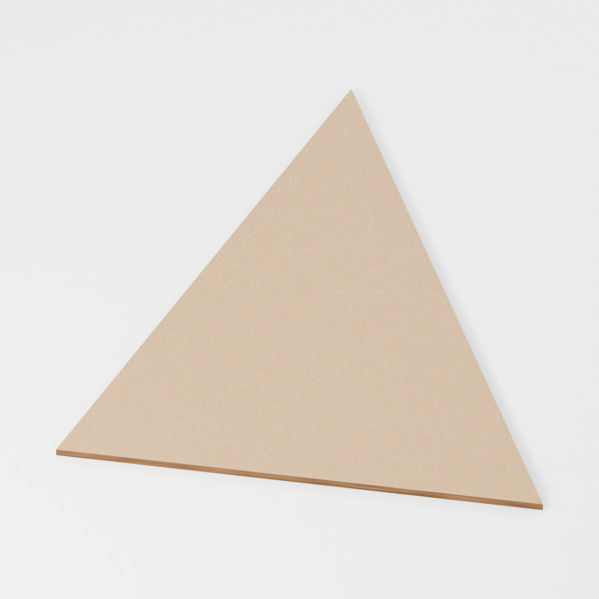 Triangle — original 888 Cutout design in unfinished MDF; studio product visualisation