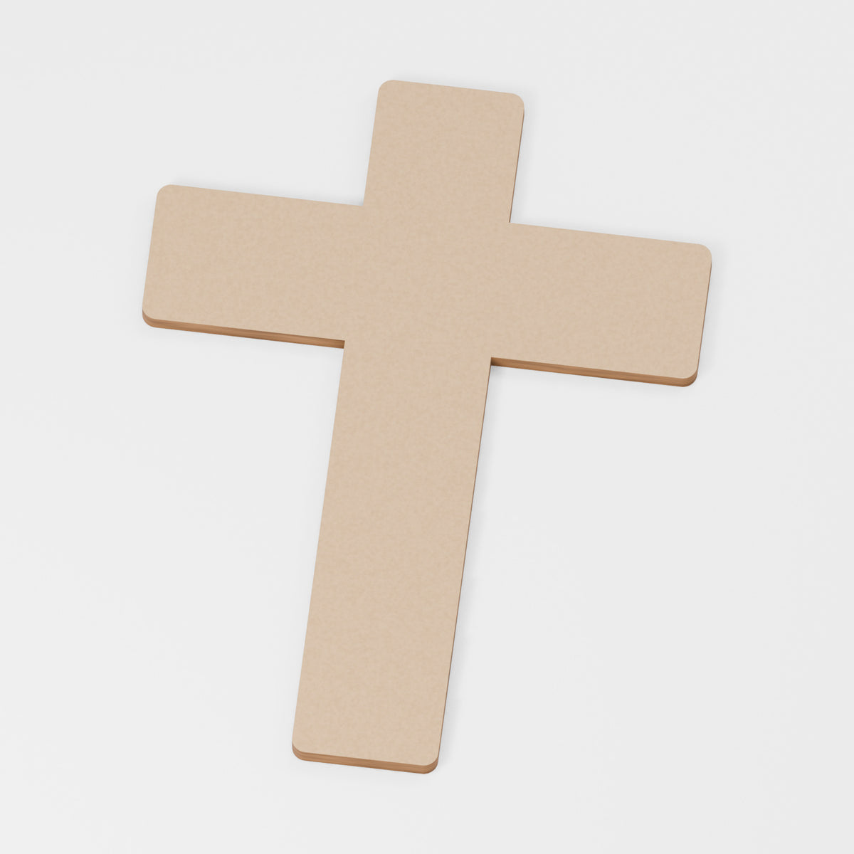 Cross — original 888 Cutout design in unfinished MDF; studio product visualisation