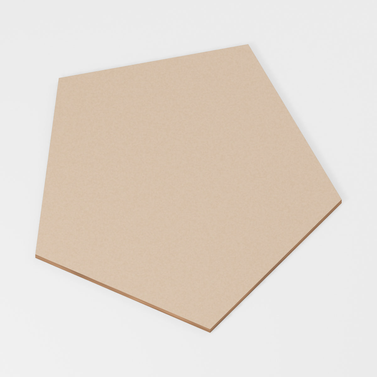 Pentagon — original 888 Cutout design in unfinished MDF; studio product visualisation