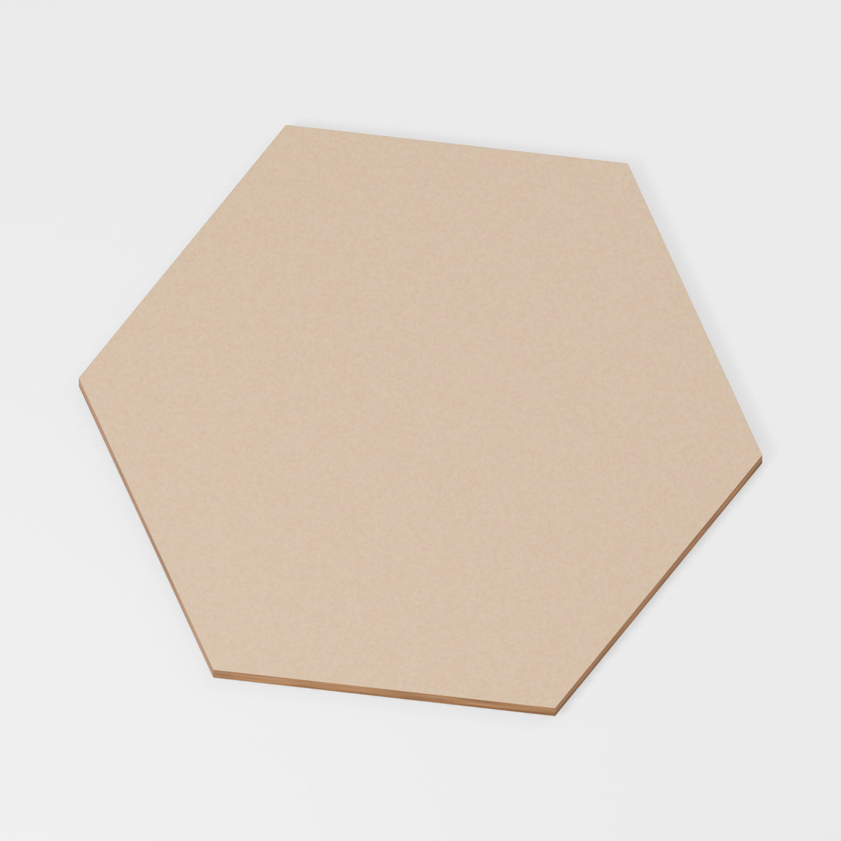 Hexagon — original 888 Cutout design in unfinished MDF; studio product visualisation