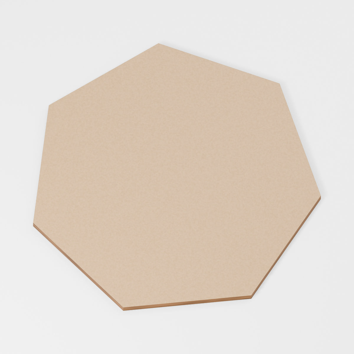 Heptagon — original 888 Cutout design in unfinished MDF; studio product visualisation