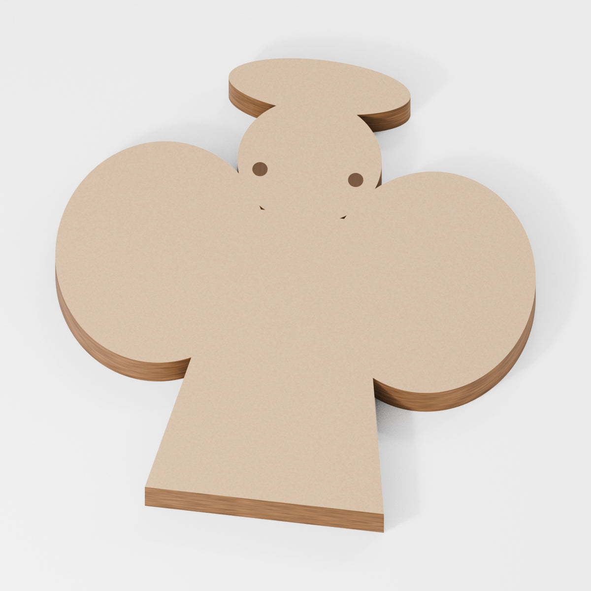 Angel Standing Shape — original 888 Cutout design in unfinished MDF; studio product visualisation