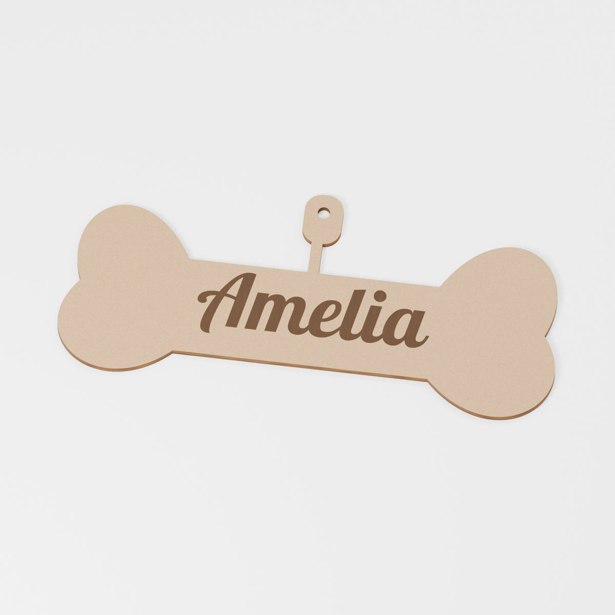 Bone Hanging Decoration — original 888 Cutout design in unfinished MDF; studio product visualisation