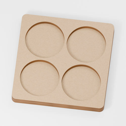 Miniature Movement Tray — original 888 Cutout design in unfinished MDF; studio product visualisation