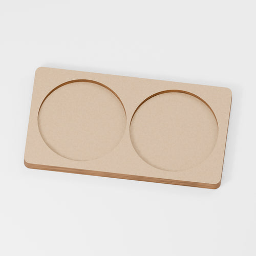 Miniature Movement Tray — original 888 Cutout design in unfinished MDF; studio product visualisation