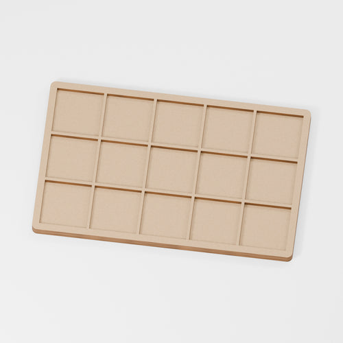 Miniature Movement Tray — original 888 Cutout design in unfinished MDF; studio product visualisation