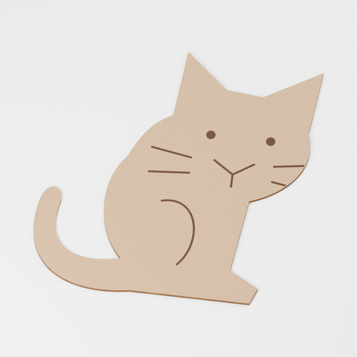 Cat Craft Blank — original 888 Cutout design in unfinished MDF; studio product visualisation