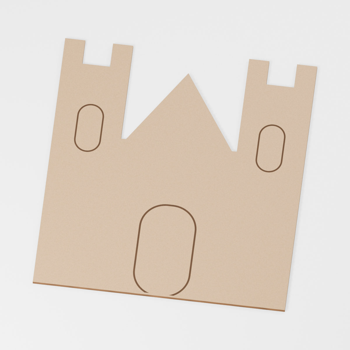 Castle Craft Blank — original 888 Cutout design in unfinished MDF; studio product visualisation