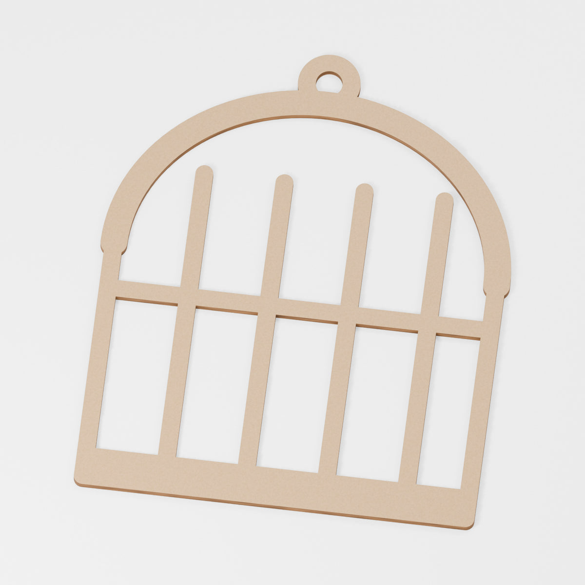 Birdcage Craft Blank — original 888 Cutout design in unfinished MDF; studio product visualisation