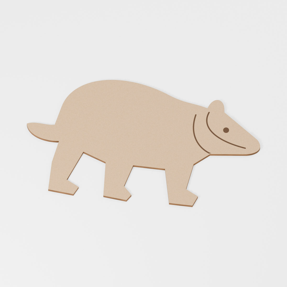 Badger Craft Blank — original 888 Cutout design in unfinished MDF; studio product visualisation
