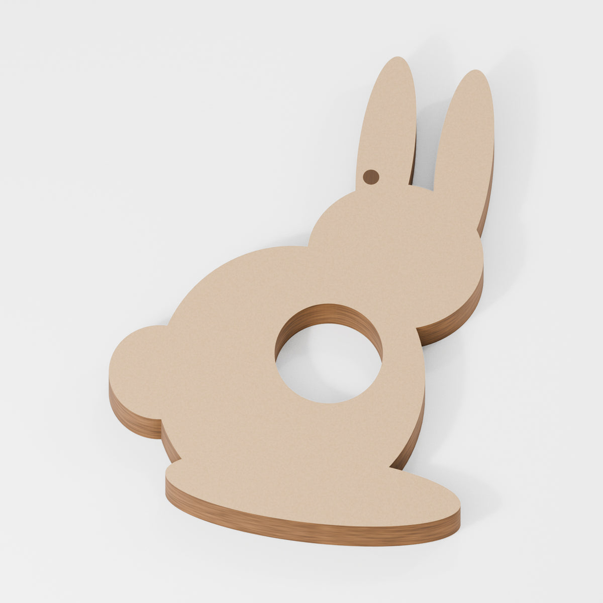 Rabbit Chocolate Egg Holder — original 888 Cutout design in unfinished MDF; studio product visualisation