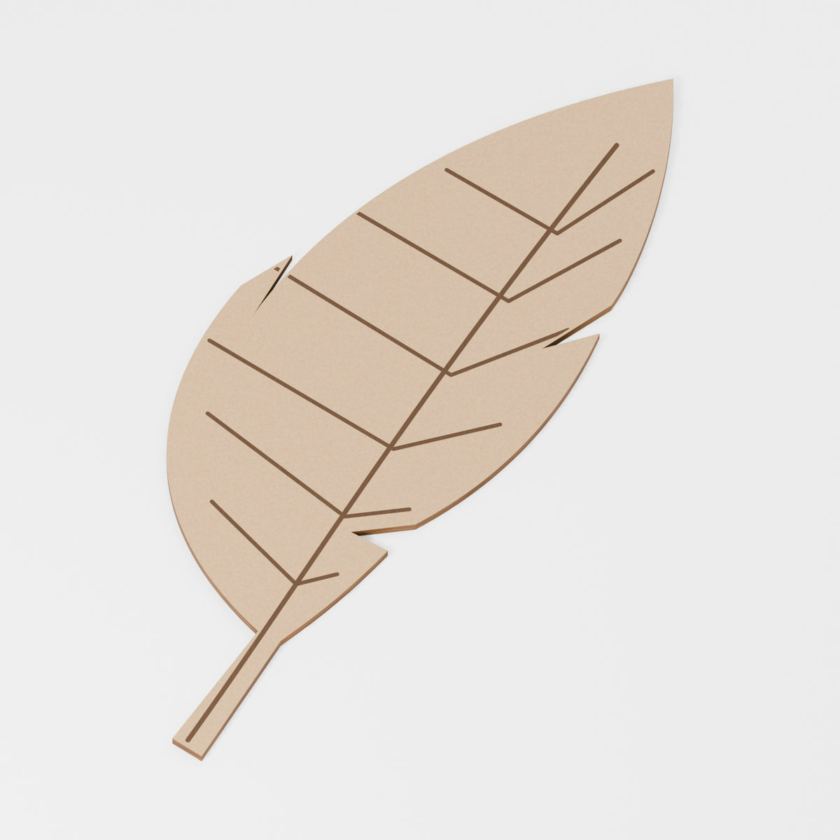 Feathers Craft Blank — original 888 Cutout design in unfinished MDF; studio product visualisation