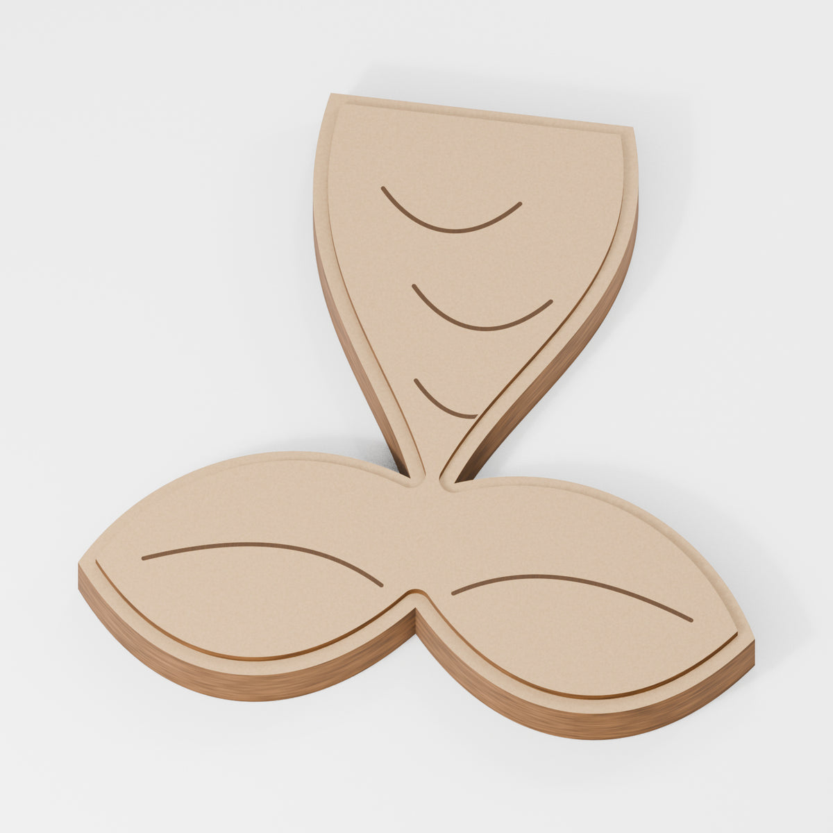 Mermaid Tail Standing Layered Decoration — original 888 Cutout design in unfinished MDF; studio product visualisation