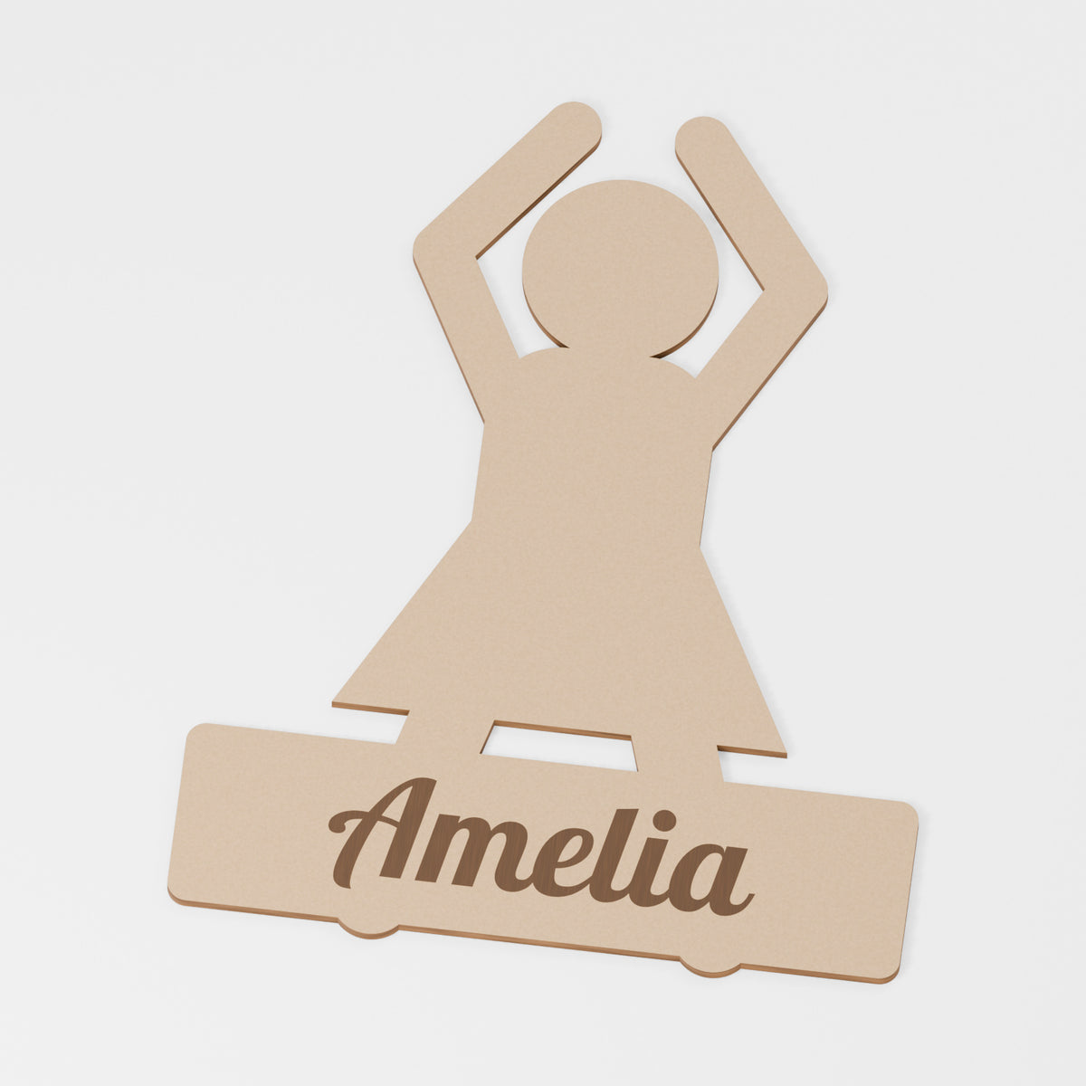 Ballerina Personalised Decoration — original 888 Cutout design in unfinished MDF; studio product visualisation
