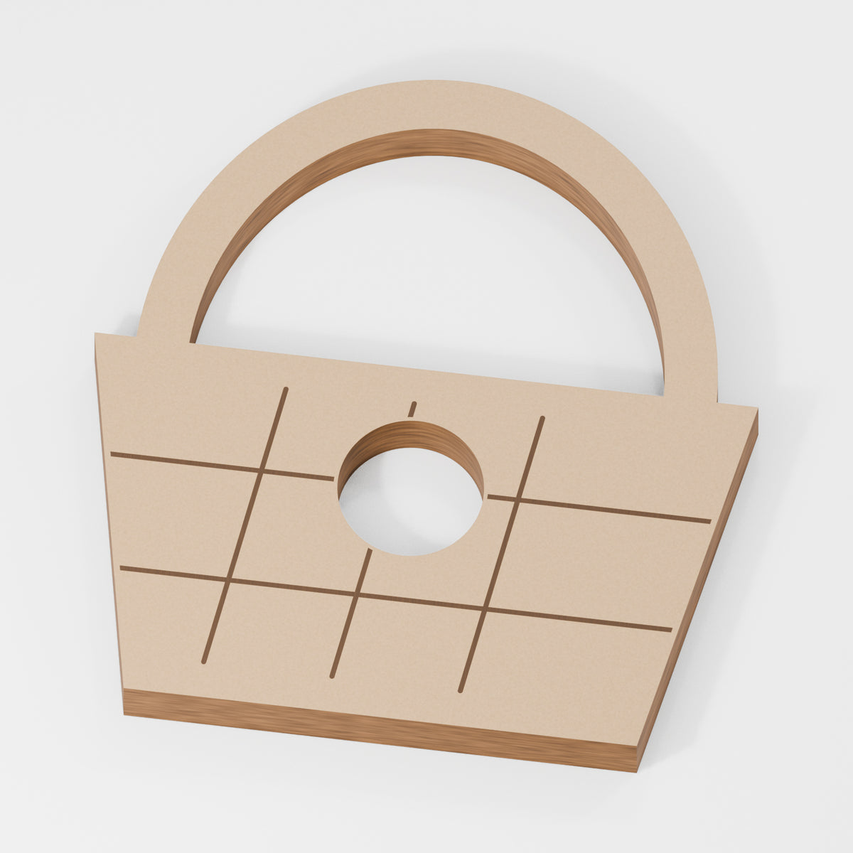 Basket Chocolate Egg Holder — original 888 Cutout design in unfinished MDF; studio product visualisation