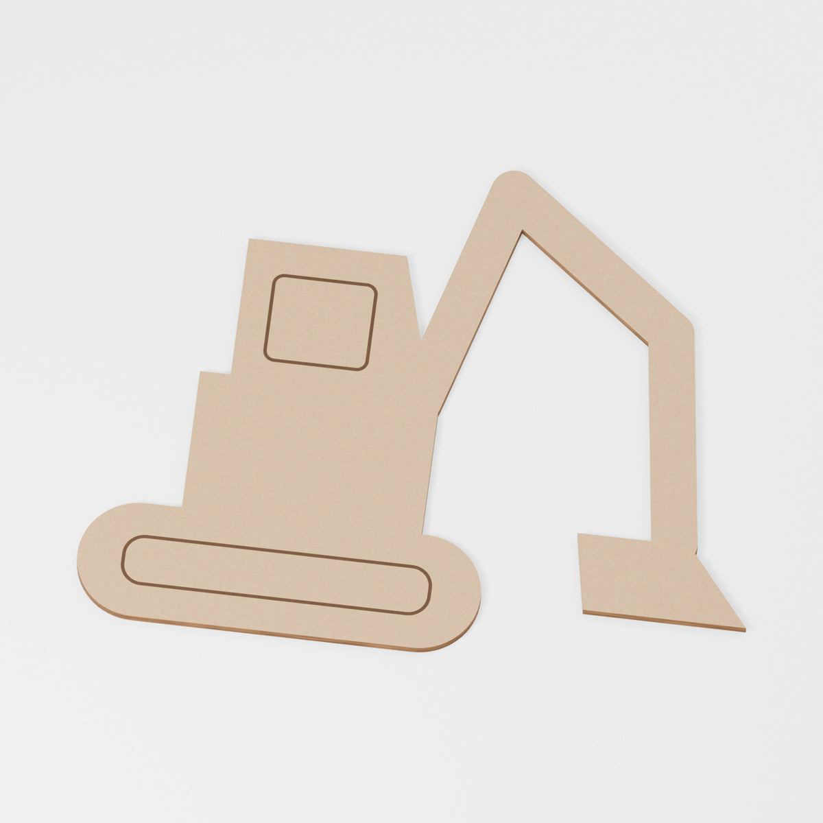 Digger Craft Blank — original 888 Cutout design in unfinished MDF; studio product visualisation