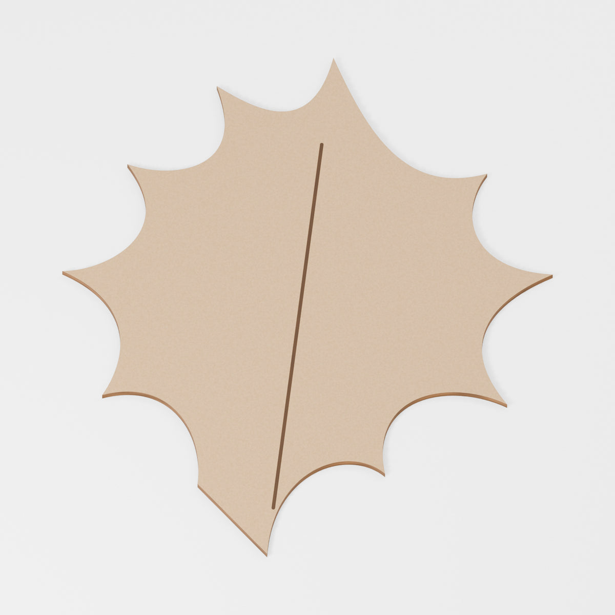 Gooseberry Leaf Craft Blank — original 888 Cutout design in unfinished MDF; studio product visualisation