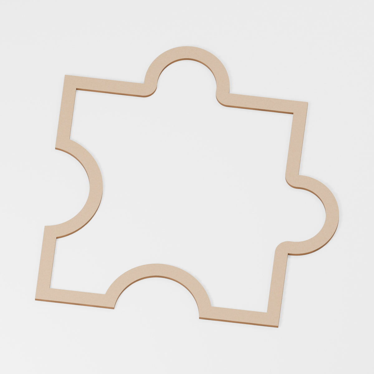Jigsaw Outline Frame — original 888 Cutout design in unfinished MDF; studio product visualisation