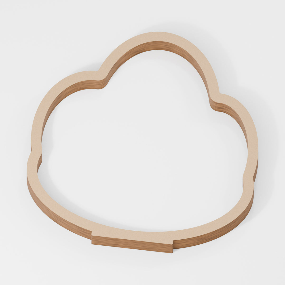 Cloud Standing Outline — original 888 Cutout design in unfinished MDF; studio product visualisation