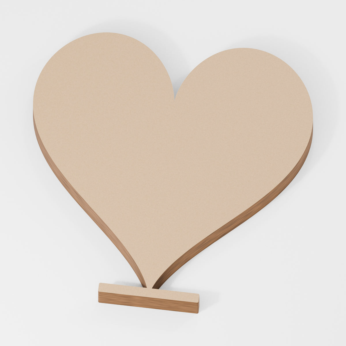 Heart Standing Shape — original 888 Cutout design in unfinished MDF; studio product visualisation