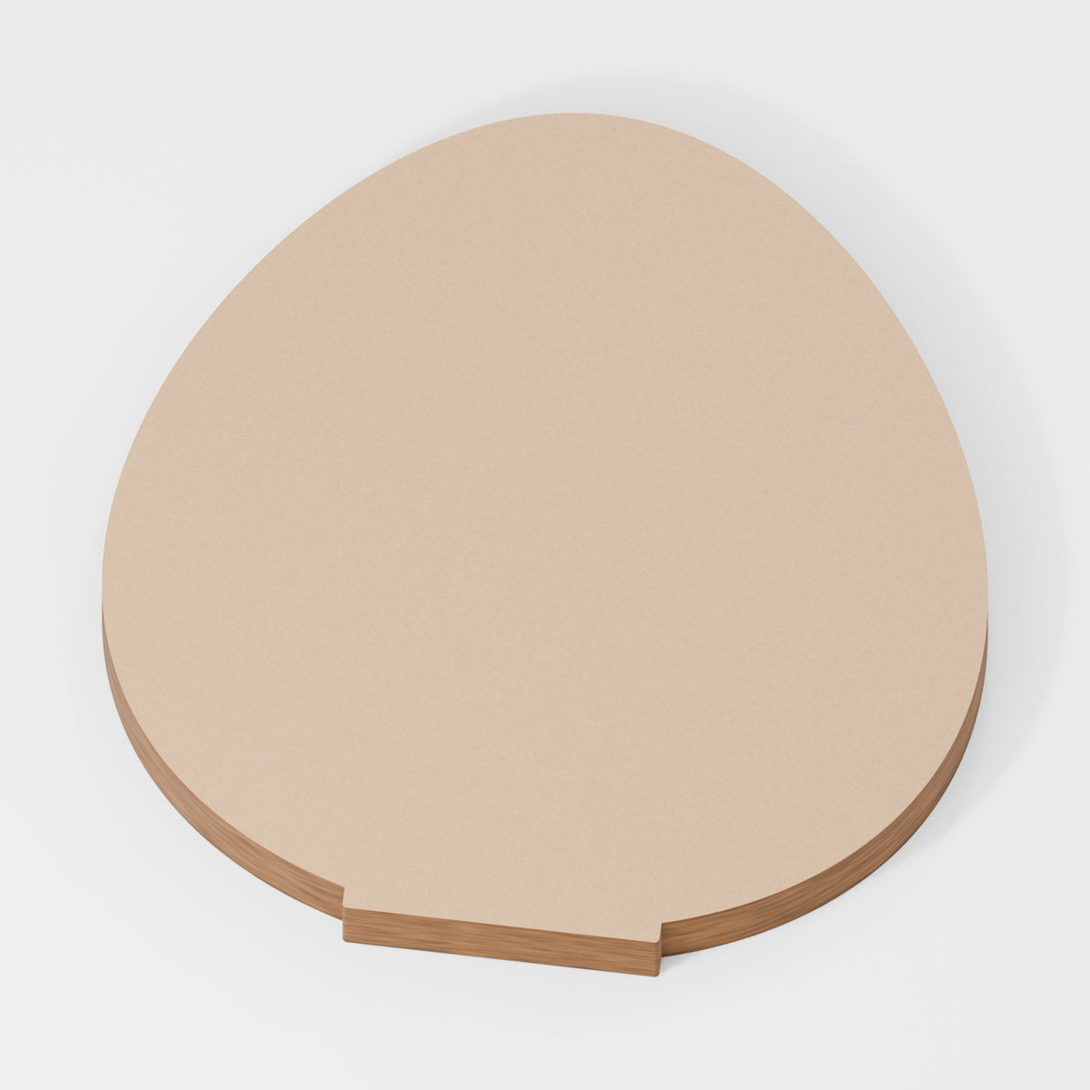 Egg Standing Shape — original 888 Cutout design in unfinished MDF; studio product visualisation