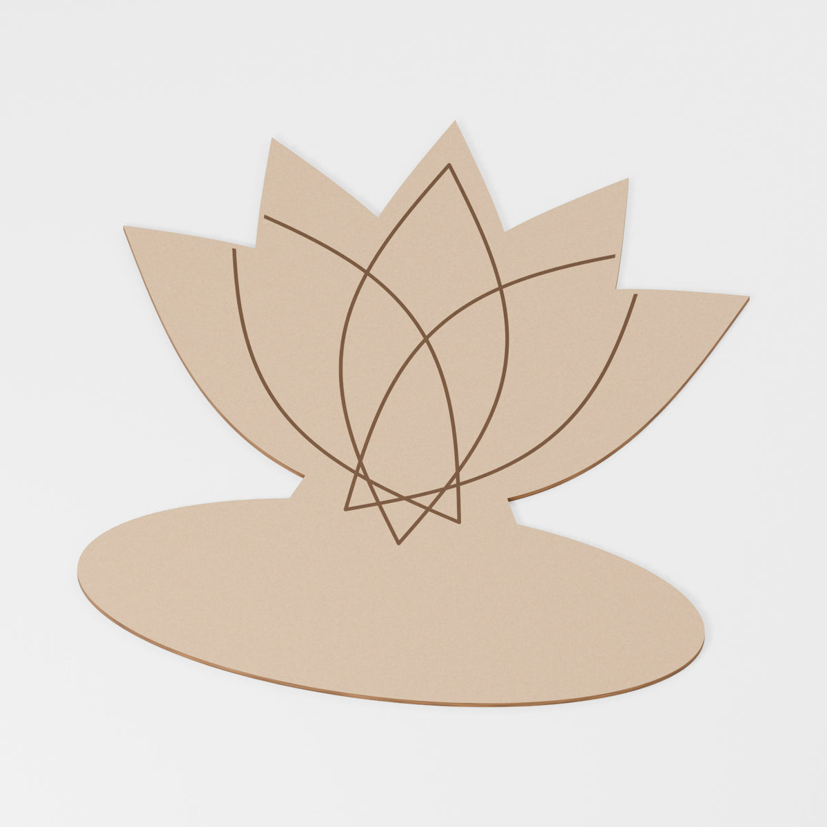 Lotus Craft Blank — original 888 Cutout design in unfinished MDF; studio product visualisation