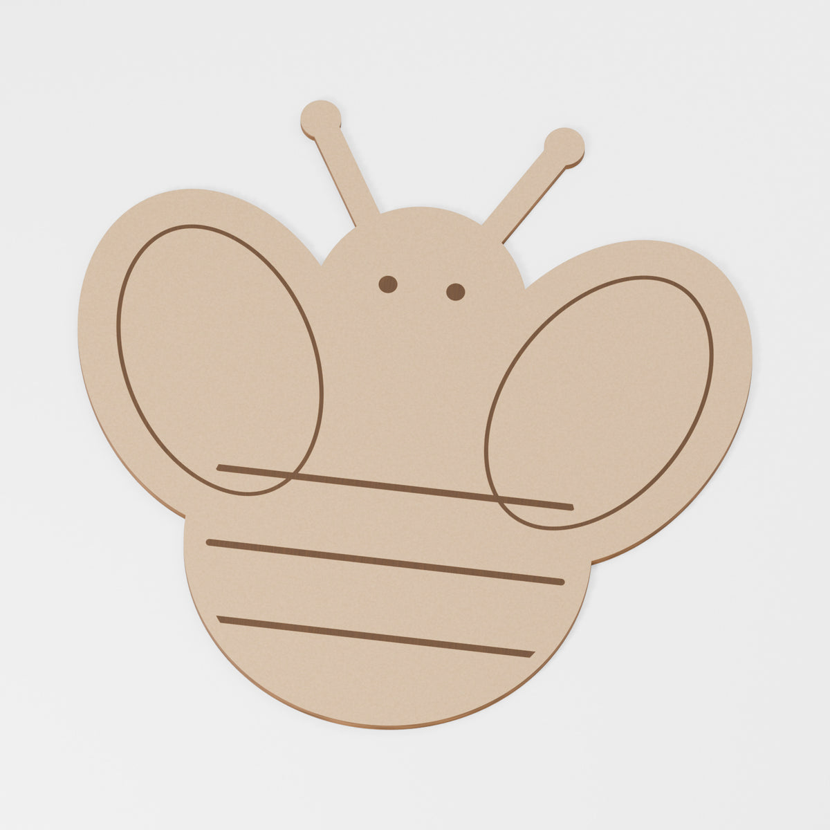Bee Craft Blank — original 888 Cutout design in unfinished MDF; studio product visualisation