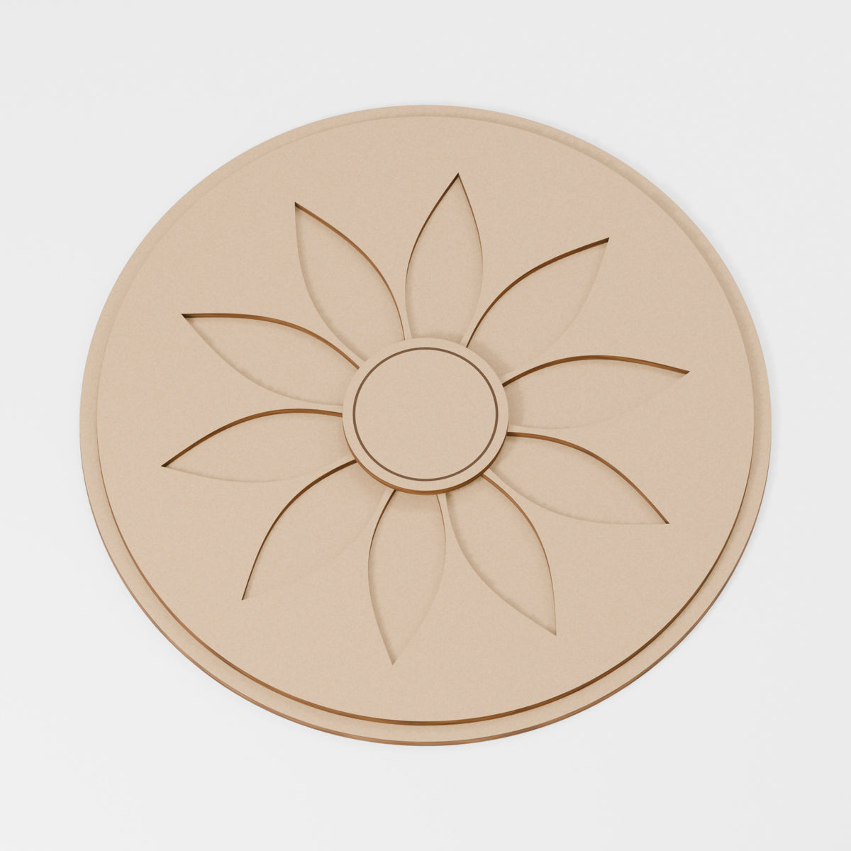 Mandala Layered Decoration — original 888 Cutout design in unfinished MDF; studio product visualisation