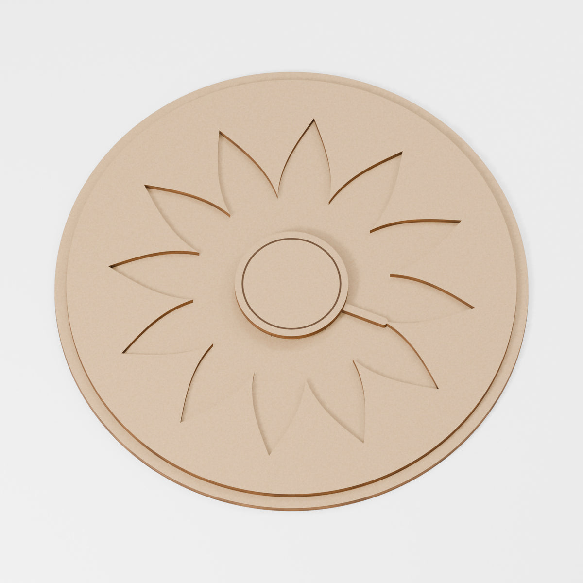 Mandala Layered Decoration — original 888 Cutout design in unfinished MDF; studio product visualisation