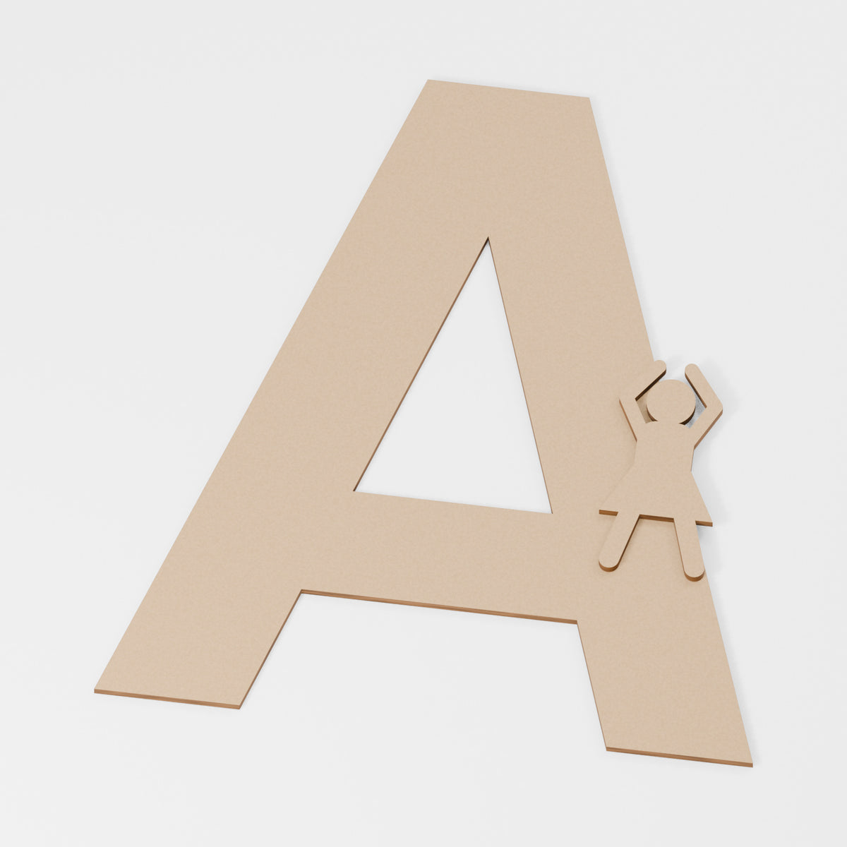 Ballerina Decorated Letter — original 888 Cutout design in unfinished MDF; studio product visualisation