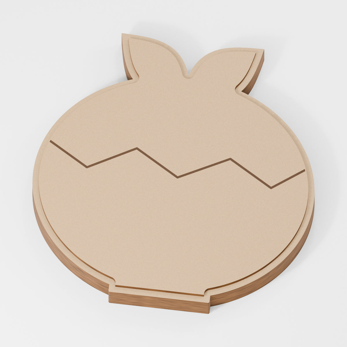 Pudding Standing Layered Decoration — original 888 Cutout design in unfinished MDF; studio product visualisation