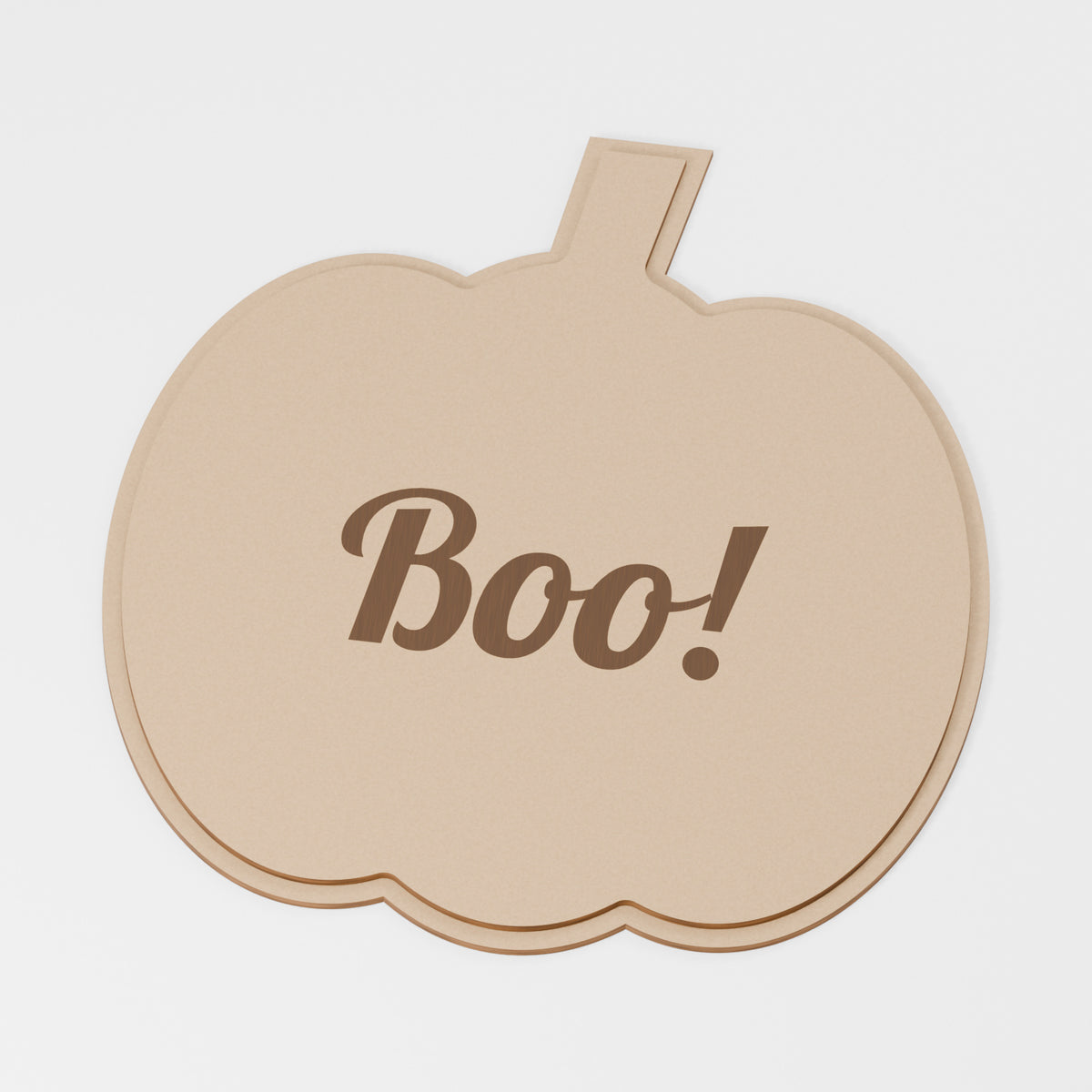Boo! Layered Door Sign — original 888 Cutout design in unfinished MDF; studio product visualisation