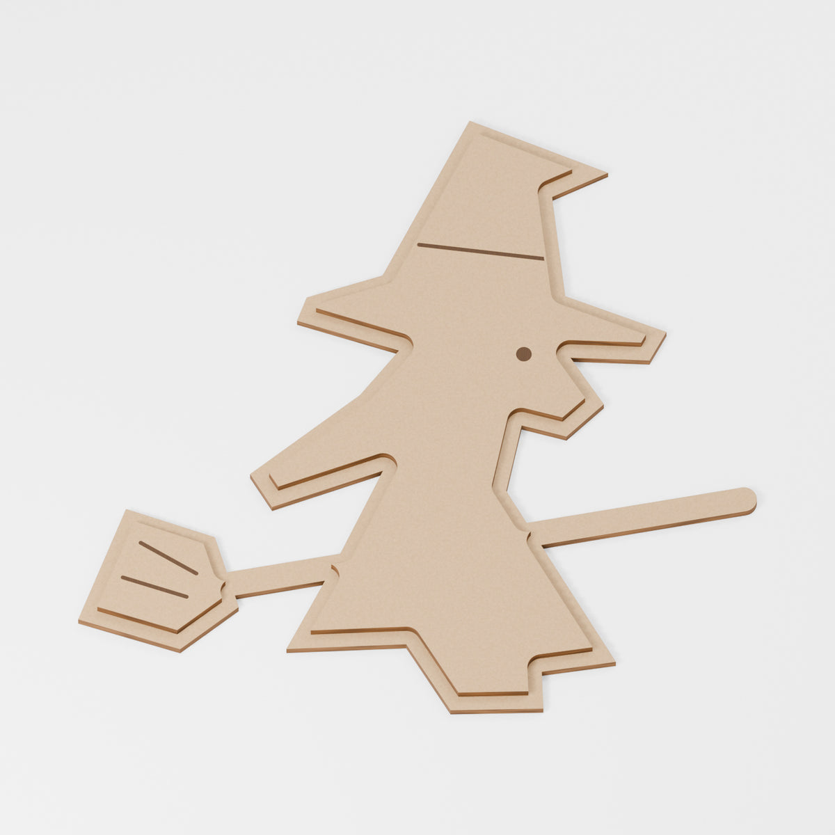 Witch Layered Decoration — original 888 Cutout design in unfinished MDF; studio product visualisation