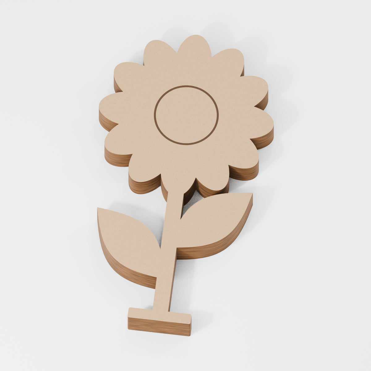 Daisy Standing Shape — original 888 Cutout design in unfinished MDF; studio product visualisation