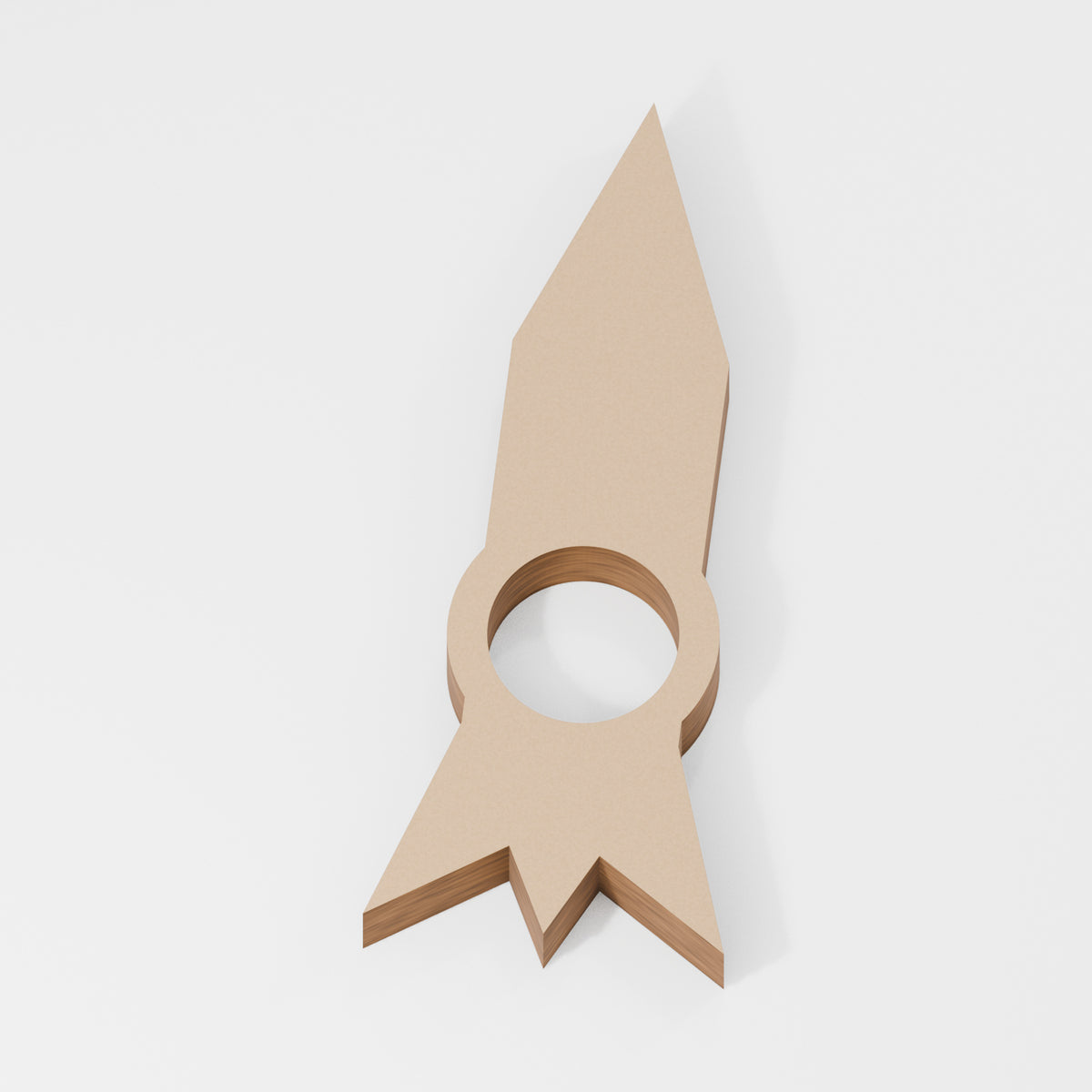 Rocket Chocolate Egg Holder — original 888 Cutout design in unfinished MDF; studio product visualisation